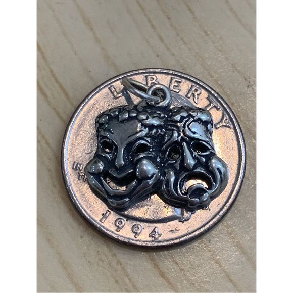 Comedy and Tragedy Sterling Silver Jewelry Charm #theatre - Picture 2 of 3